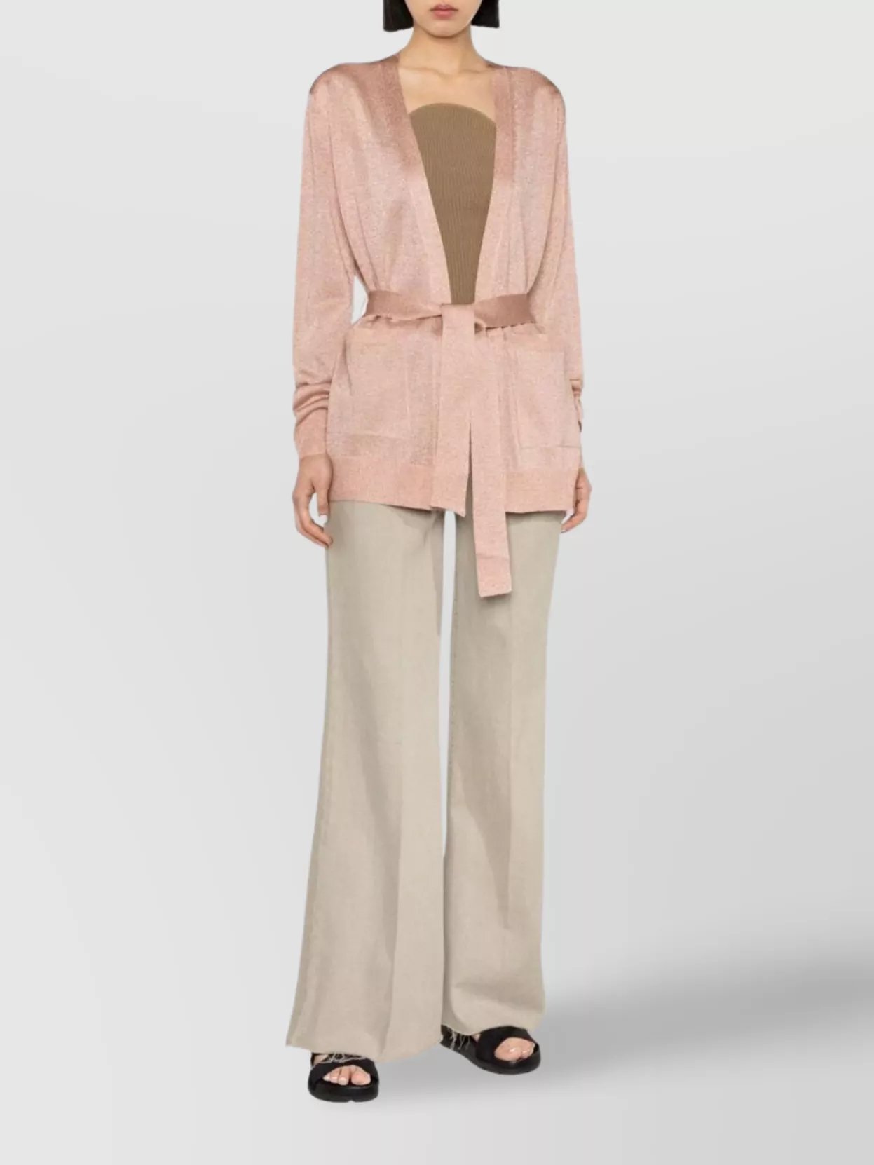 Missoni Belted Knit Cardigan Metallic Threading