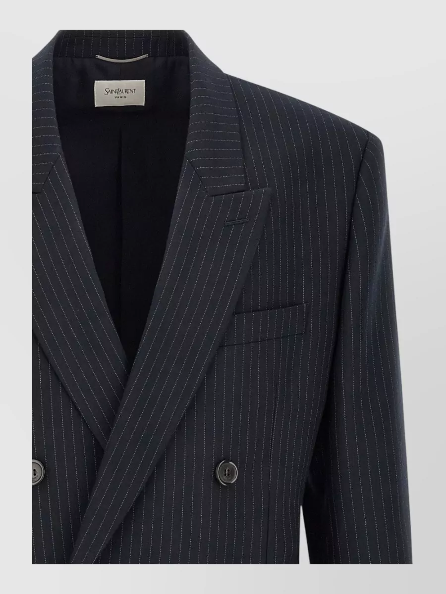 Saint Laurent Pinstriped Double-Breasted Wool Blazer