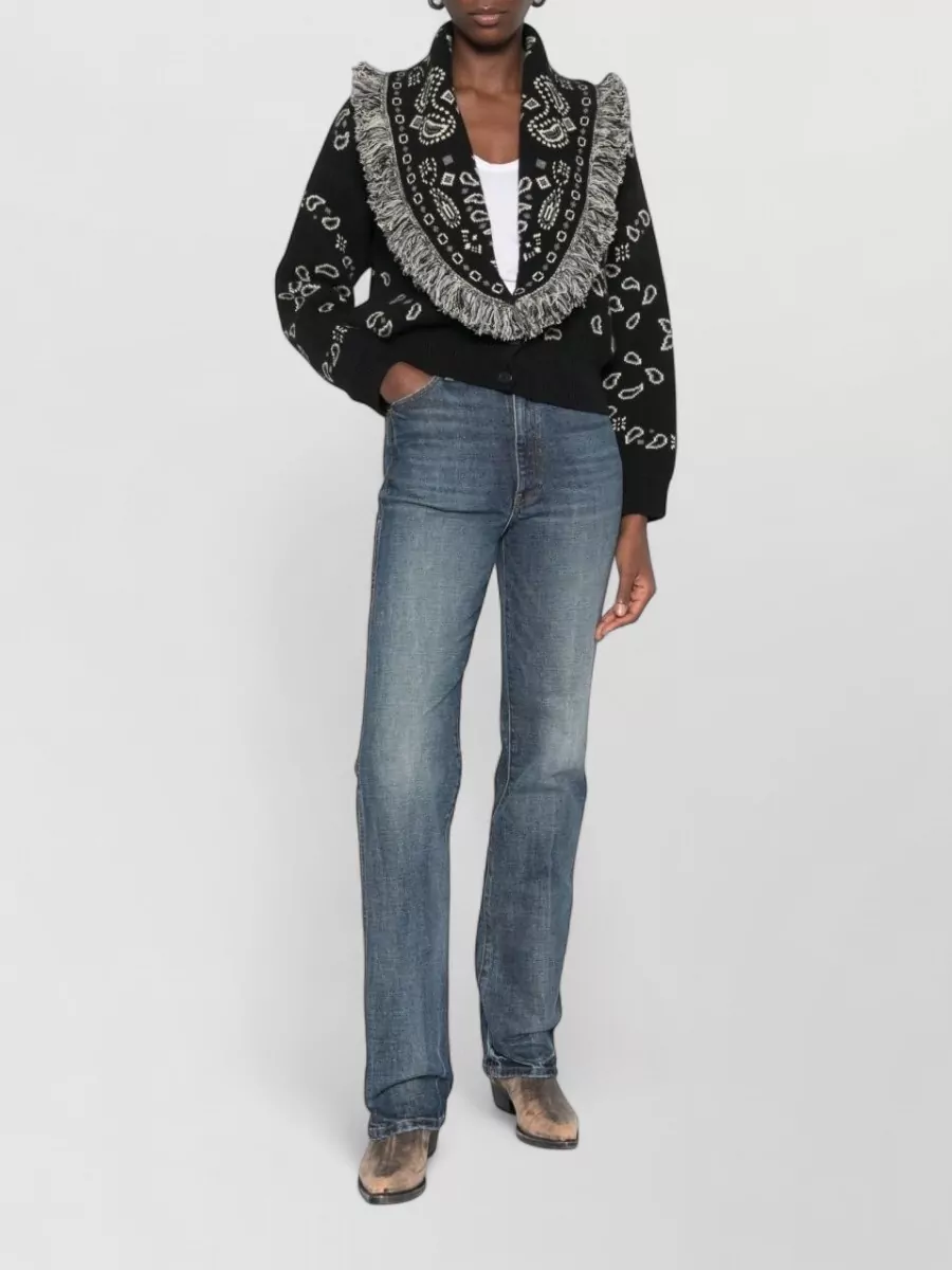 Alanui Cashmere And Virgin Wool Paisley Jacquard Fringed Cardigan