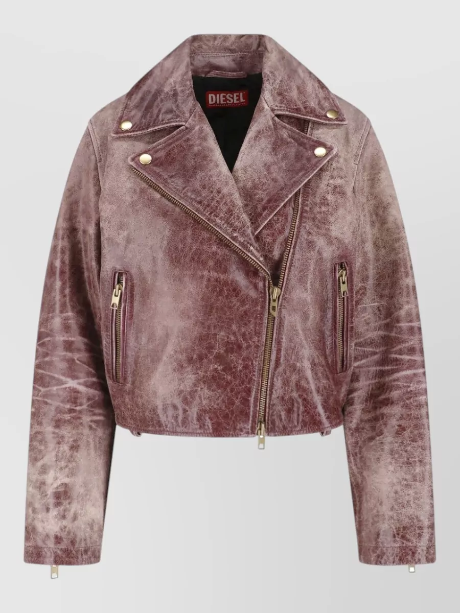 Diesel textured coat zip pockets notched lapels