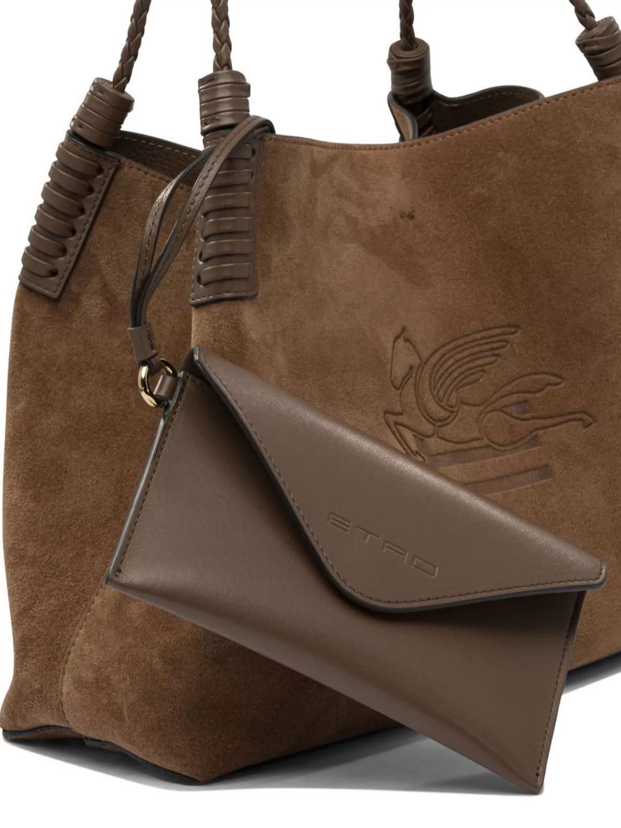 Etro Woven Handle Rectangular Shape Suede Finish