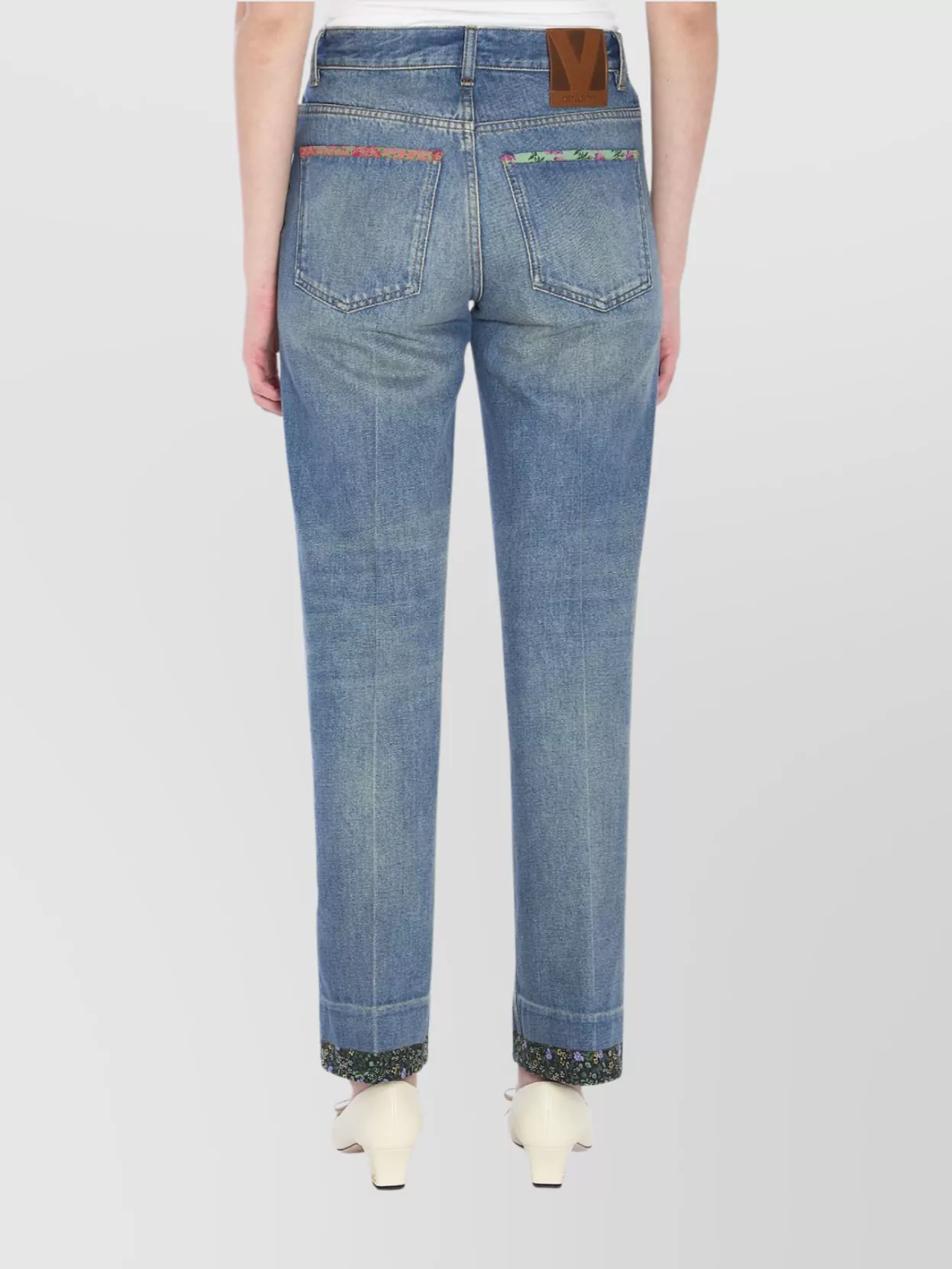 Valentino Garavani Floral Print Straight Leg Jeans