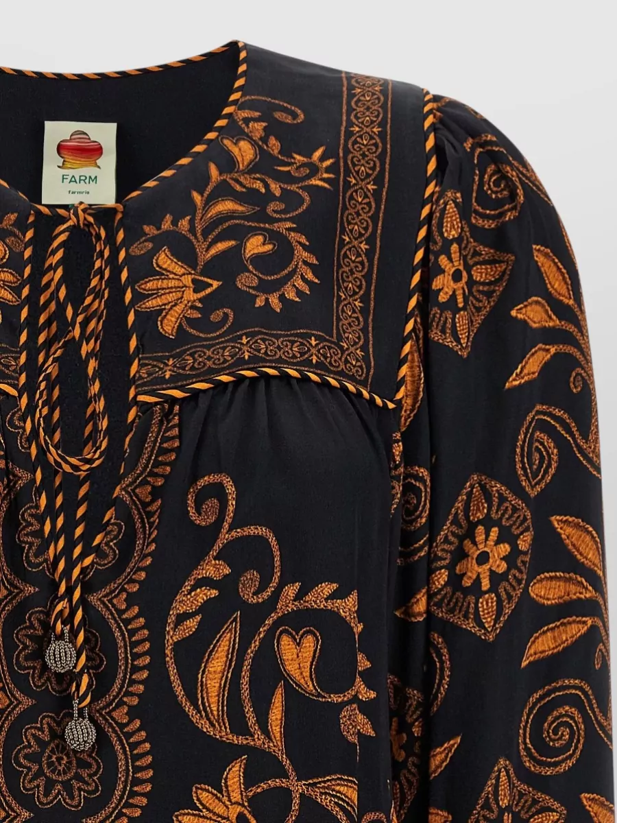 Farm Rio Floral-Print Long-Sleeve Blouse