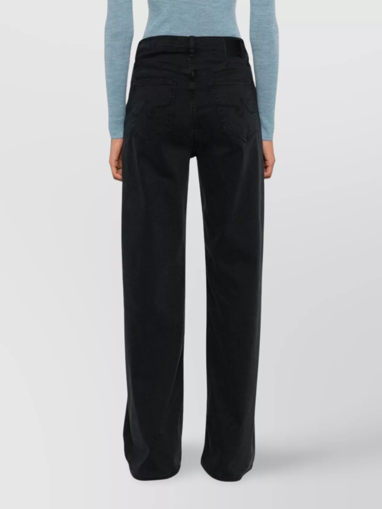 Shop Ag Wide Leg Denim Trousers With Belt Loops