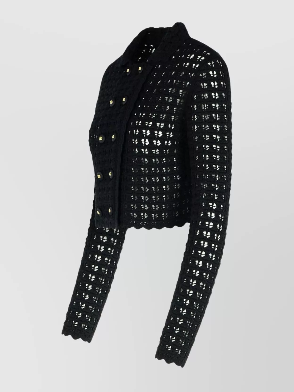 Dolce&Gabbana Wool Jacket Scalloped Edges Button Detailing