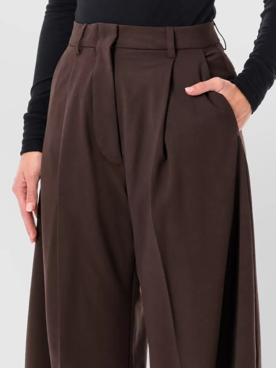 Thelatest Polyester Virgin Wool High-Rise Pleated Wide-Leg Trousers