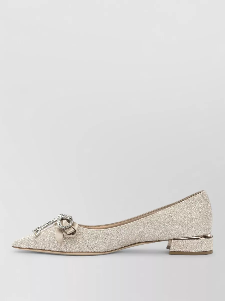Jimmy Choo Crystal-Embellished Leather Ballerina Flats