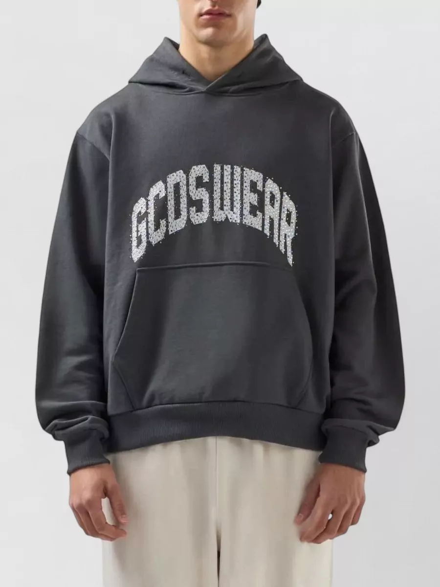 Gcds Cotton Rhinestone Hooded Sweatshirt