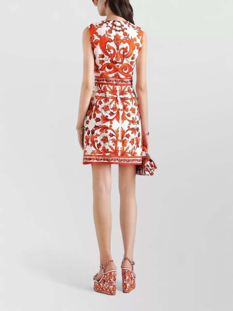 Dolce&Gabbana Majolica-Print Sleeveless Mini Dress