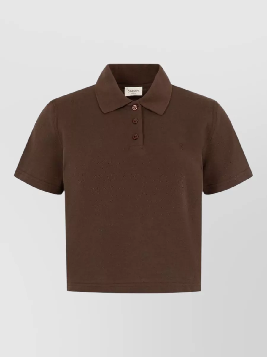 Saint Laurent Cotton piqué cropped polo shirt