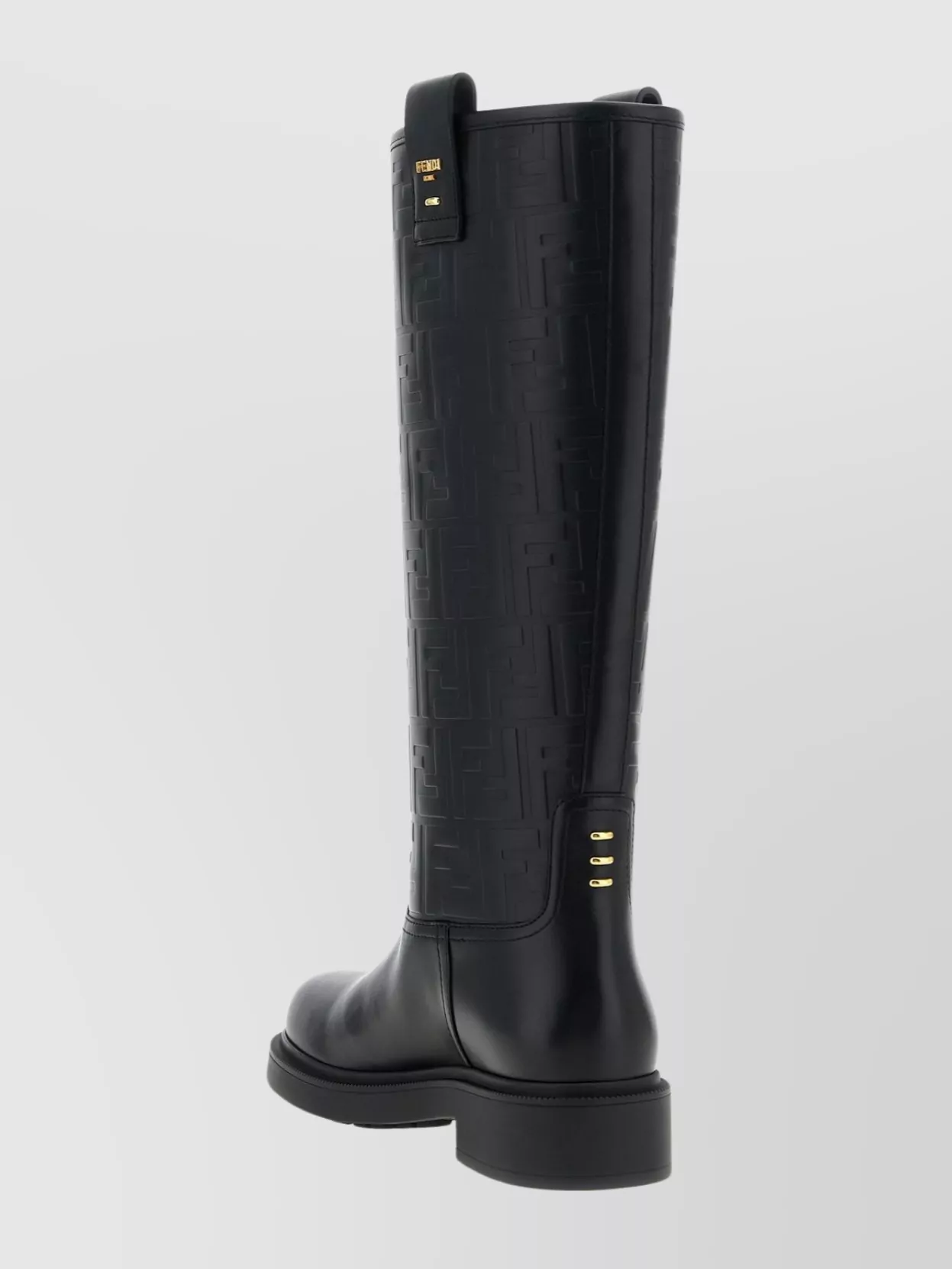 Fendi Knee-high Round Toe Pull Tab Boots In Animal Print
