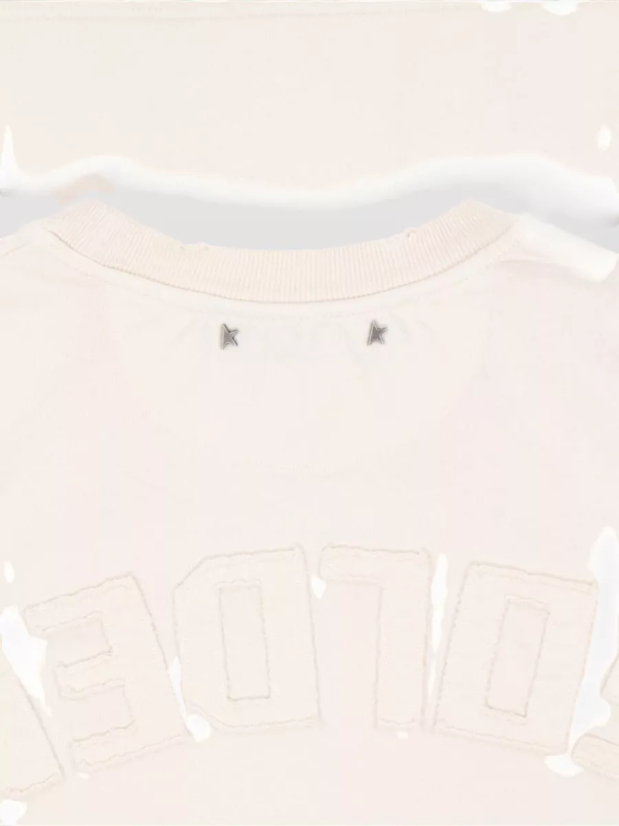 Golden Goose Short Sleeve Crew Neck Top Embroidered Detail