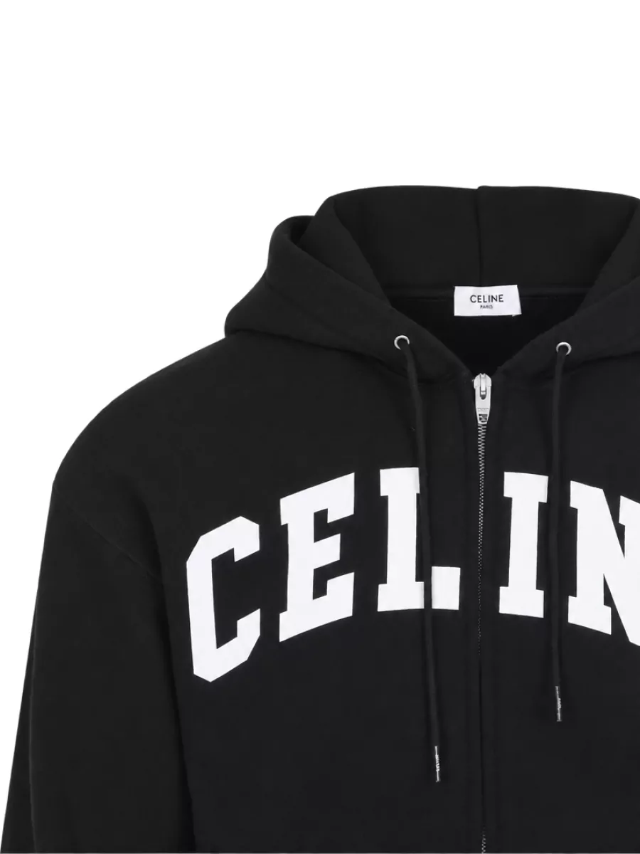 Celine Cotton Relaxed-Fit Zip-Up Hoodie