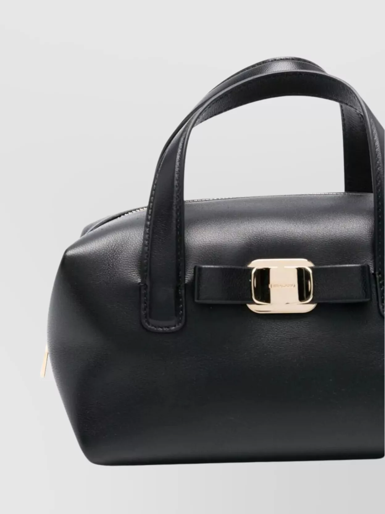 Ferragamo Women Two Top Handles Vara Plate Mini Bag In Black