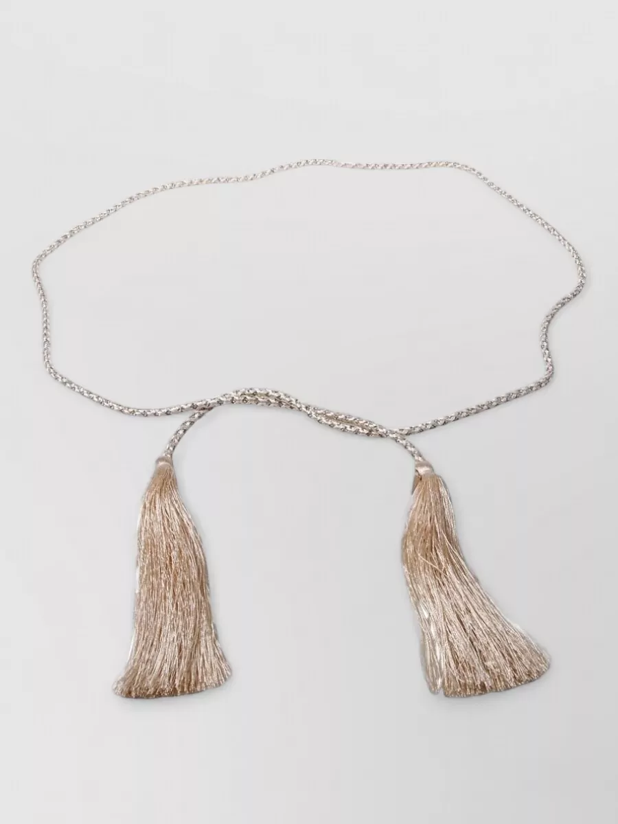 Forte Forte Crystal Tassel Braided Belt Adjustable Fit