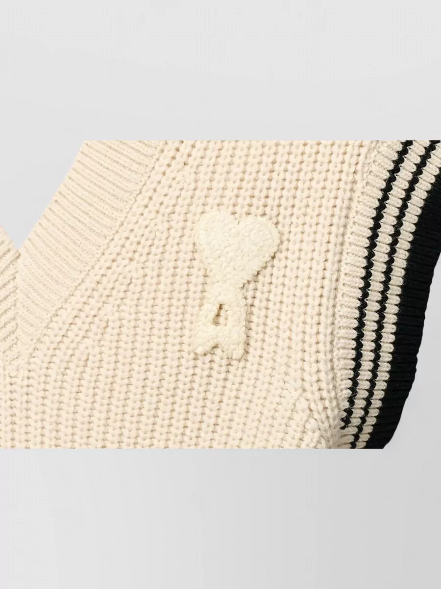 Ami Paris Ami De Coeur Sleeveless College Knit Vest