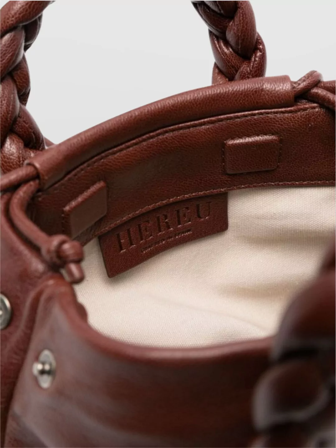 Hereu Medium Leather Handbag With Braided Handles