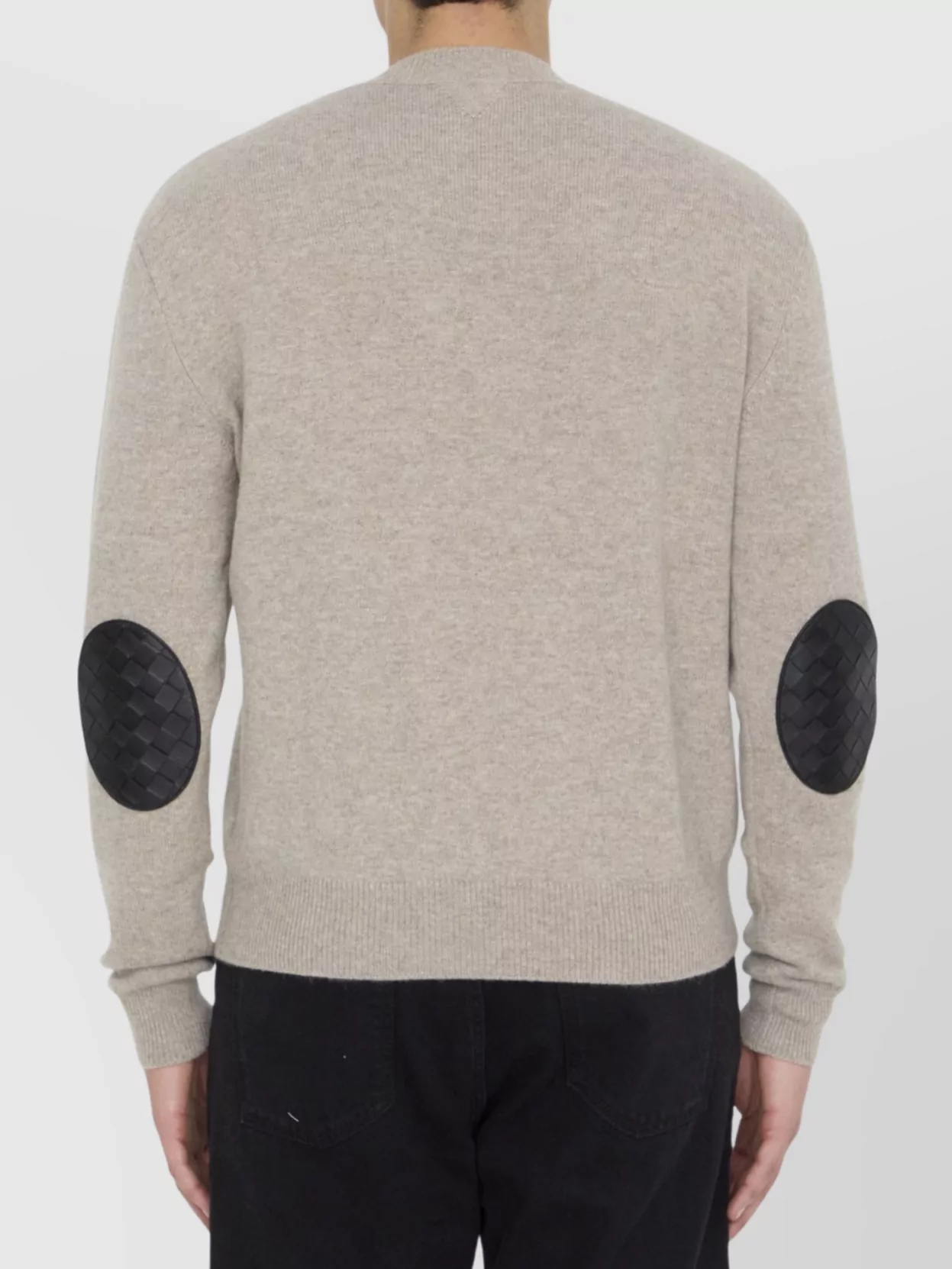 Bottega Veneta Cashmere Crewneck Jumper With Leather Elbow Patches