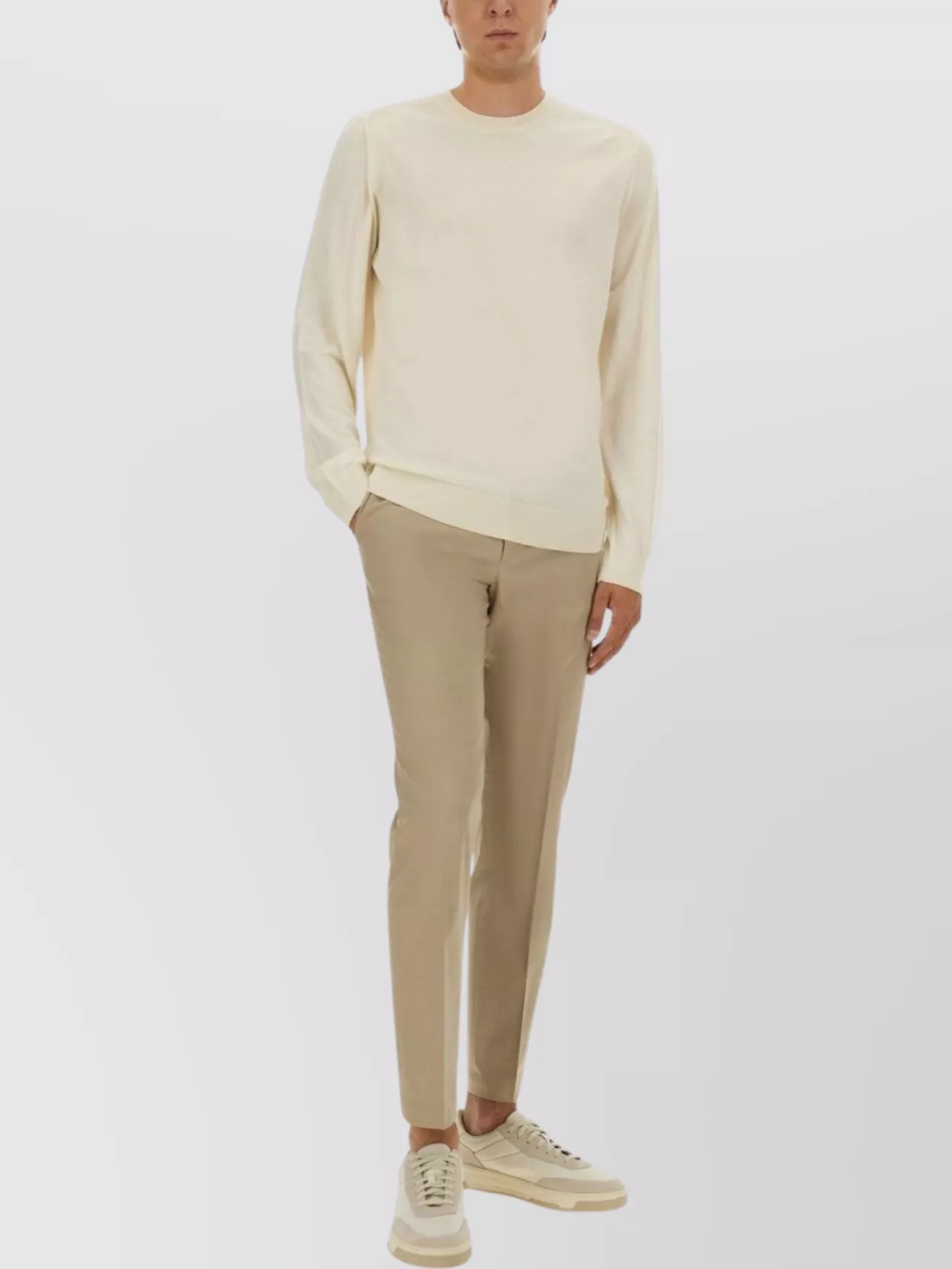 Hugo Boss Tailored Trousers With Pockets And Belt Loops In Gray