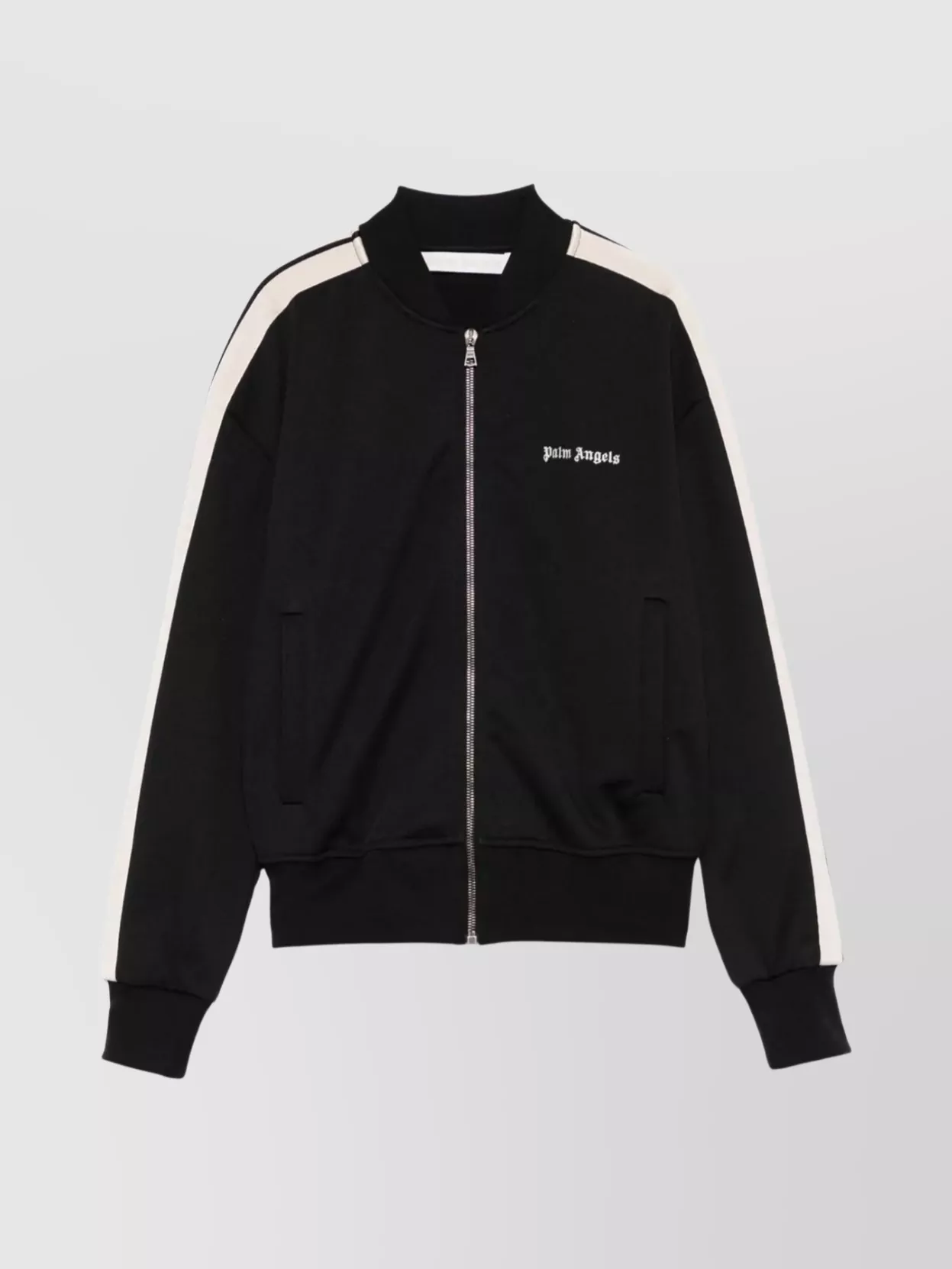 Palm Angels Stylish Bomber Jacket Contrast Stripe In Black