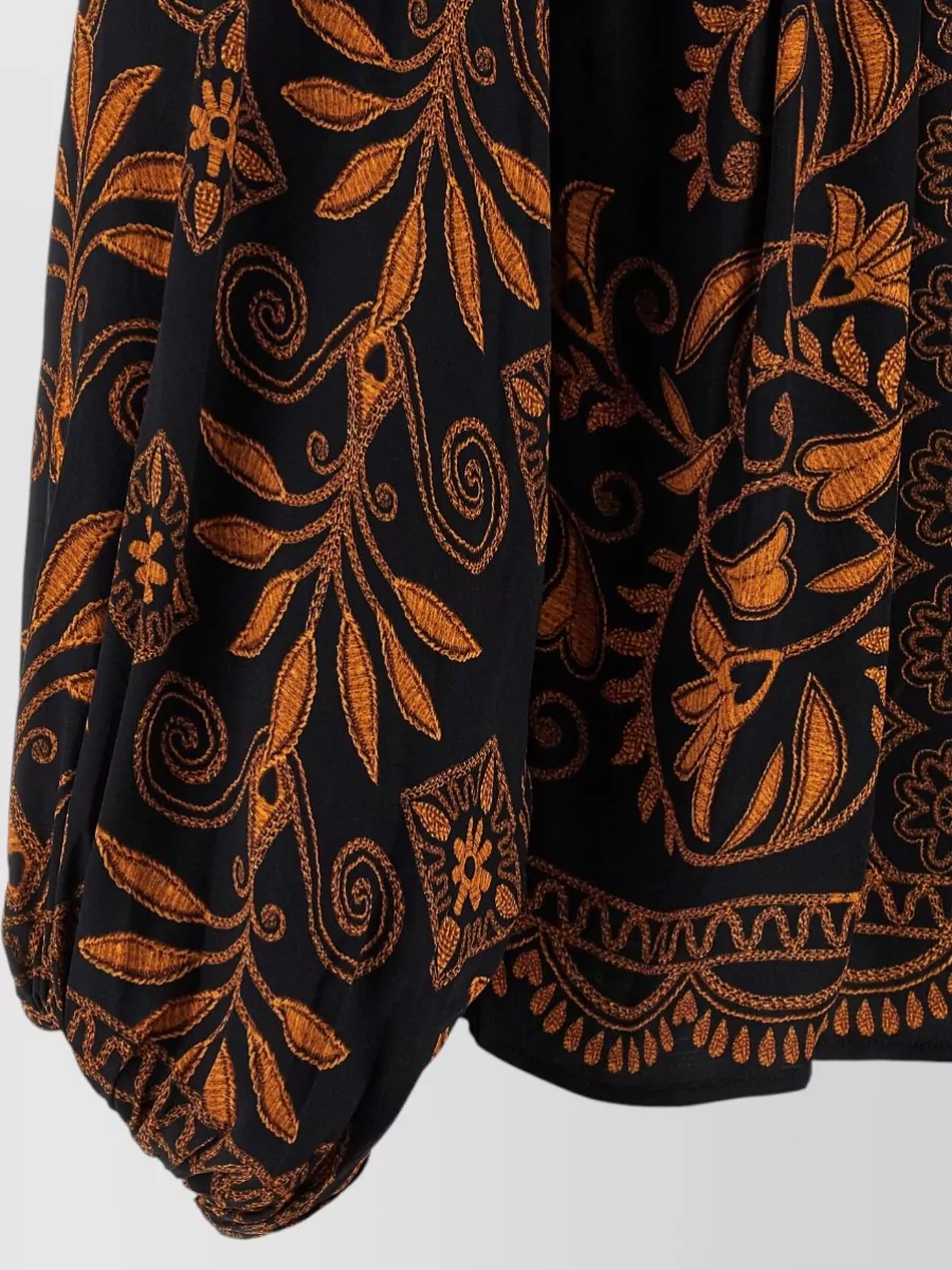 Farm Rio Floral-Print Long-Sleeve Blouse