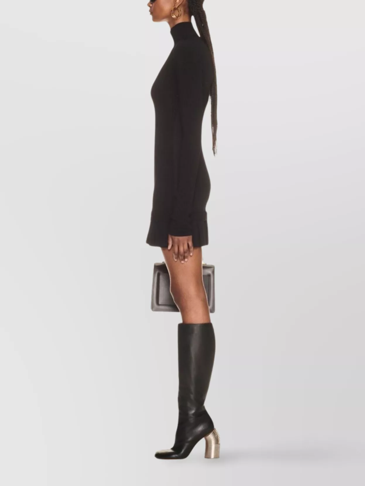 Off-white High-neck Pleated Knitted Minidress