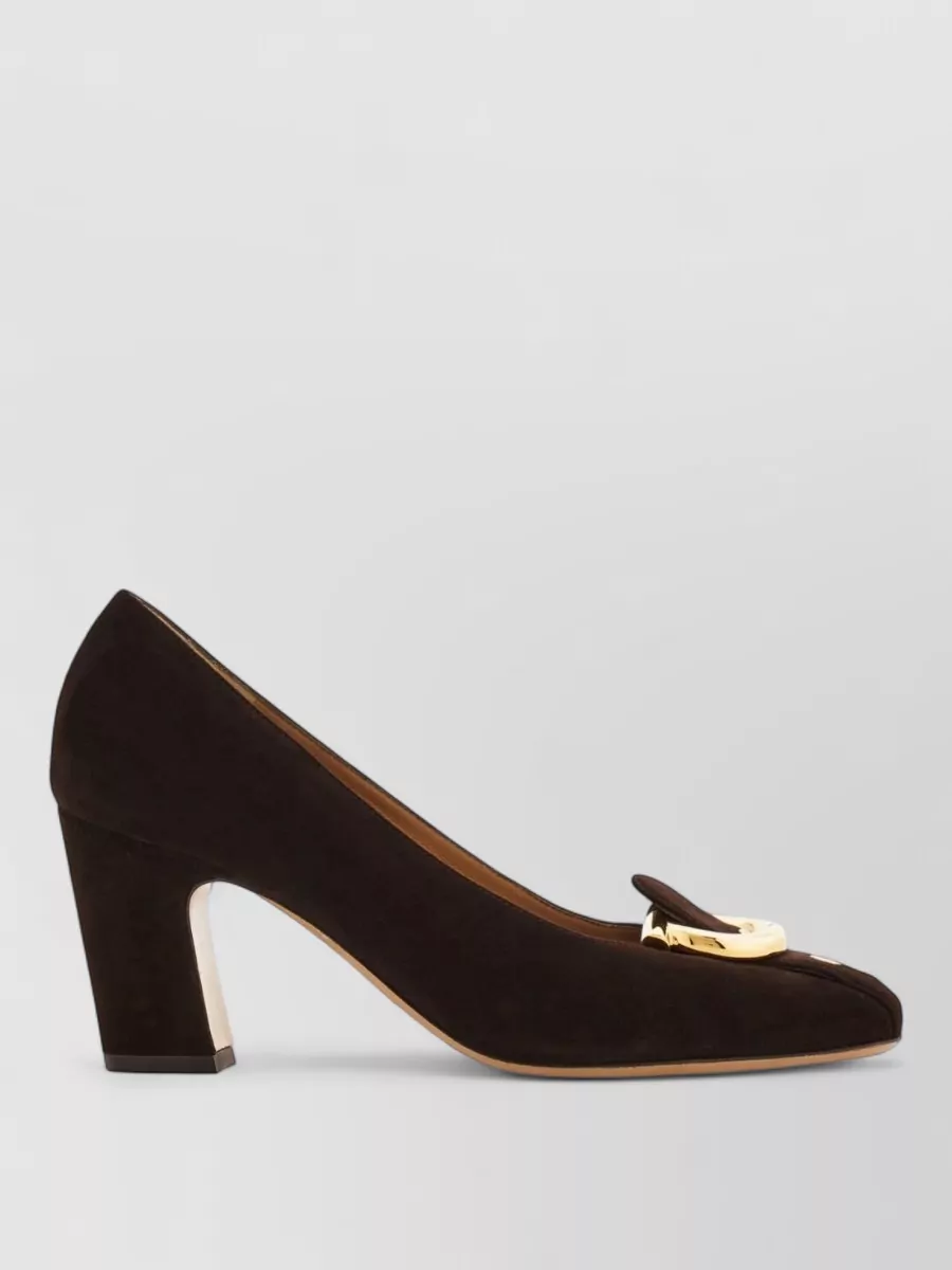 Ferragamo Leather Block Heel Pumps