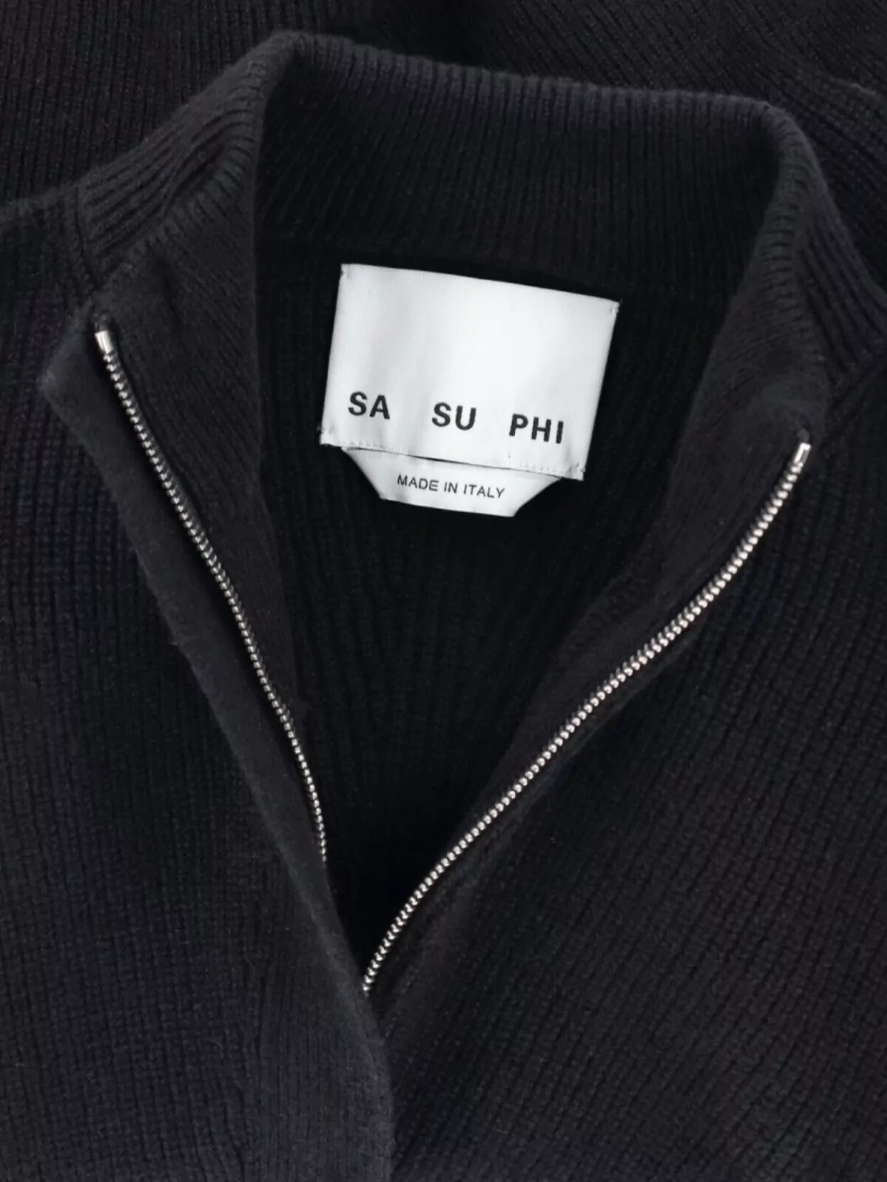 Sa Su Phi Ribbed Knit Crewneck Zip Detail