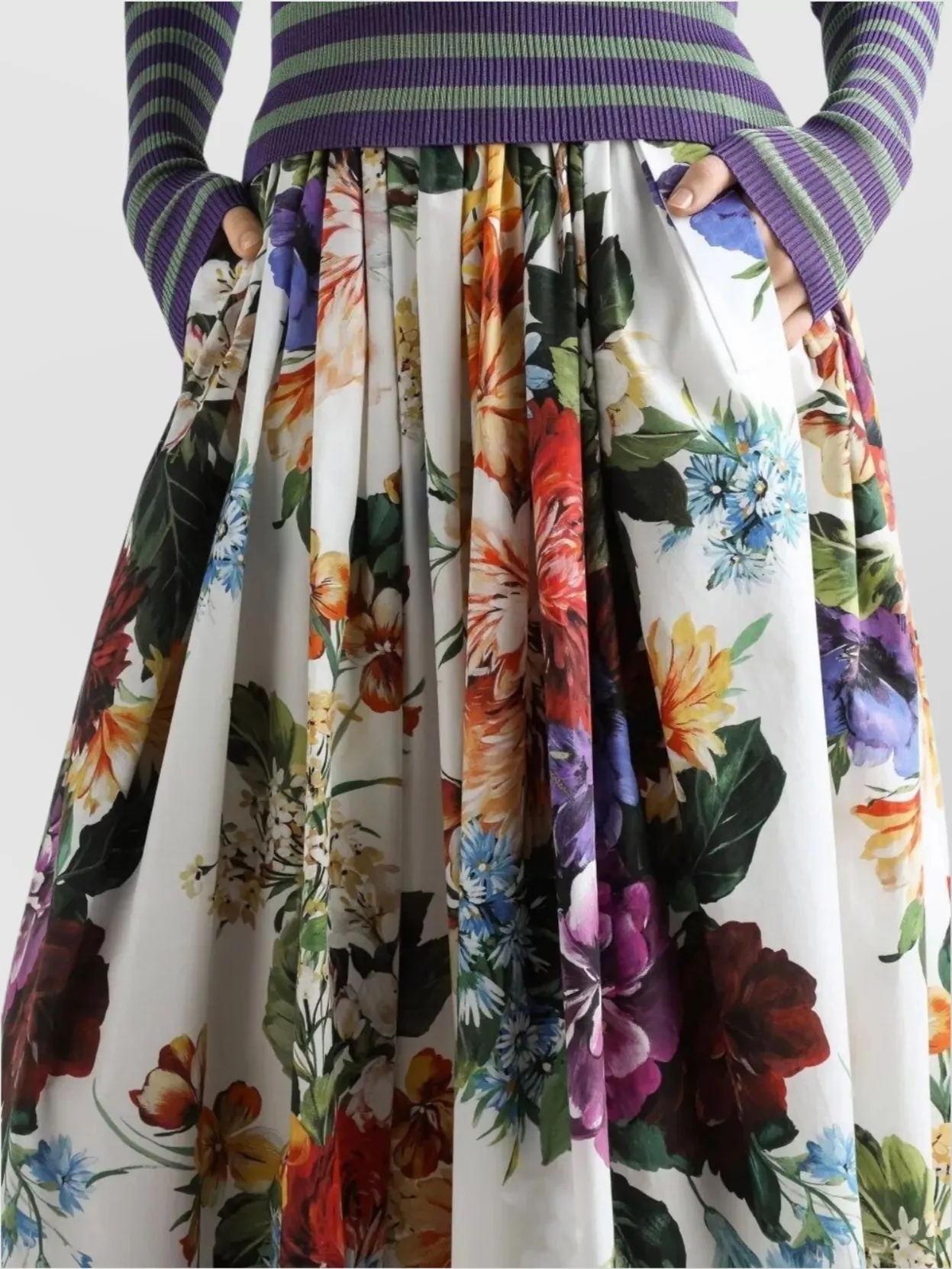 Dolce&Gabbana Floral Print Maxi Length Skirt With Pockets