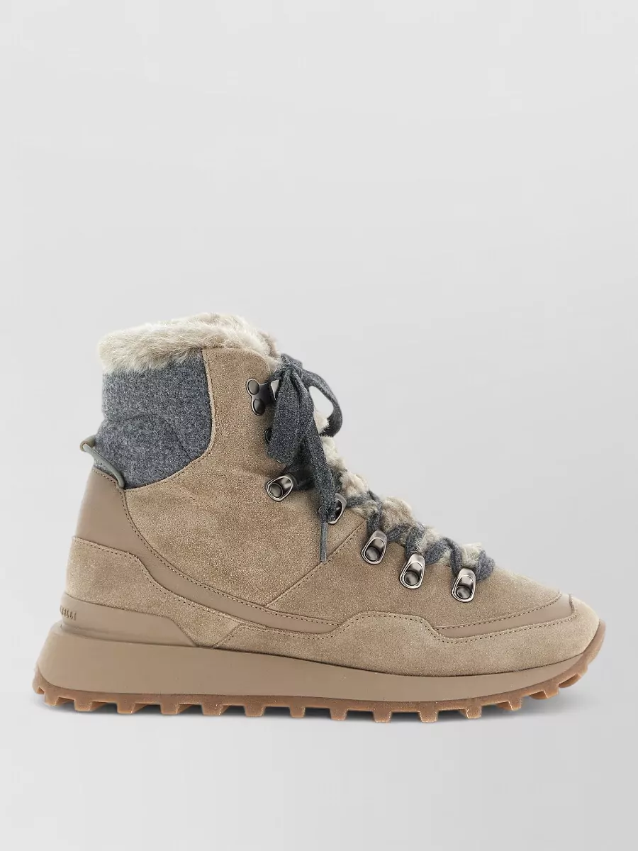 Brunello Cucinelli Suede Lace-Up Ankle Boots