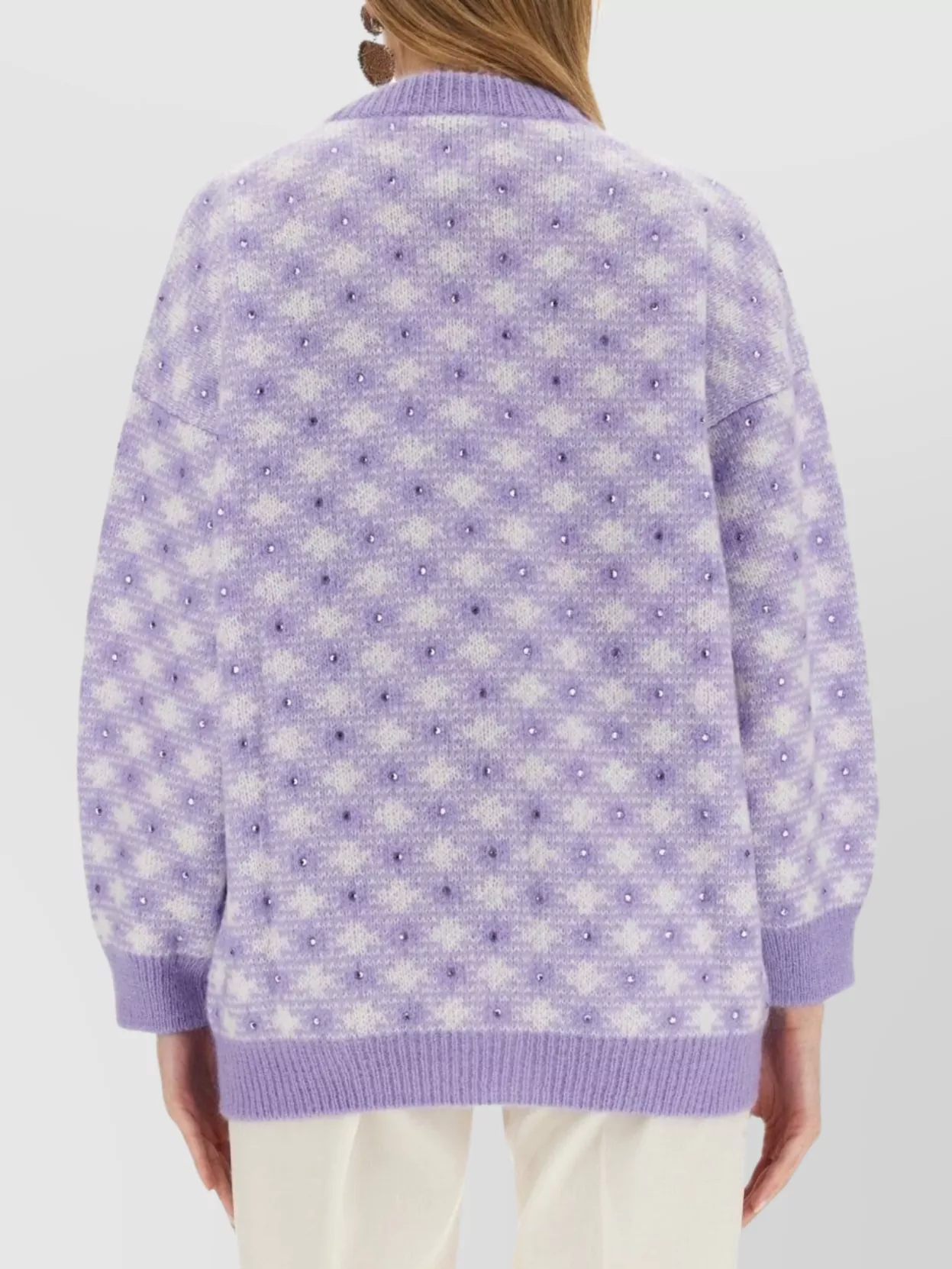 Alessandra Rich Ribbed V-Neck Cardigan With Front Pockets
