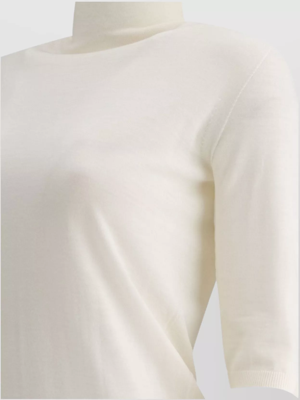 MAX MARA RIBBED HEM MOCK NECK 3/4 SLEEVES TOP