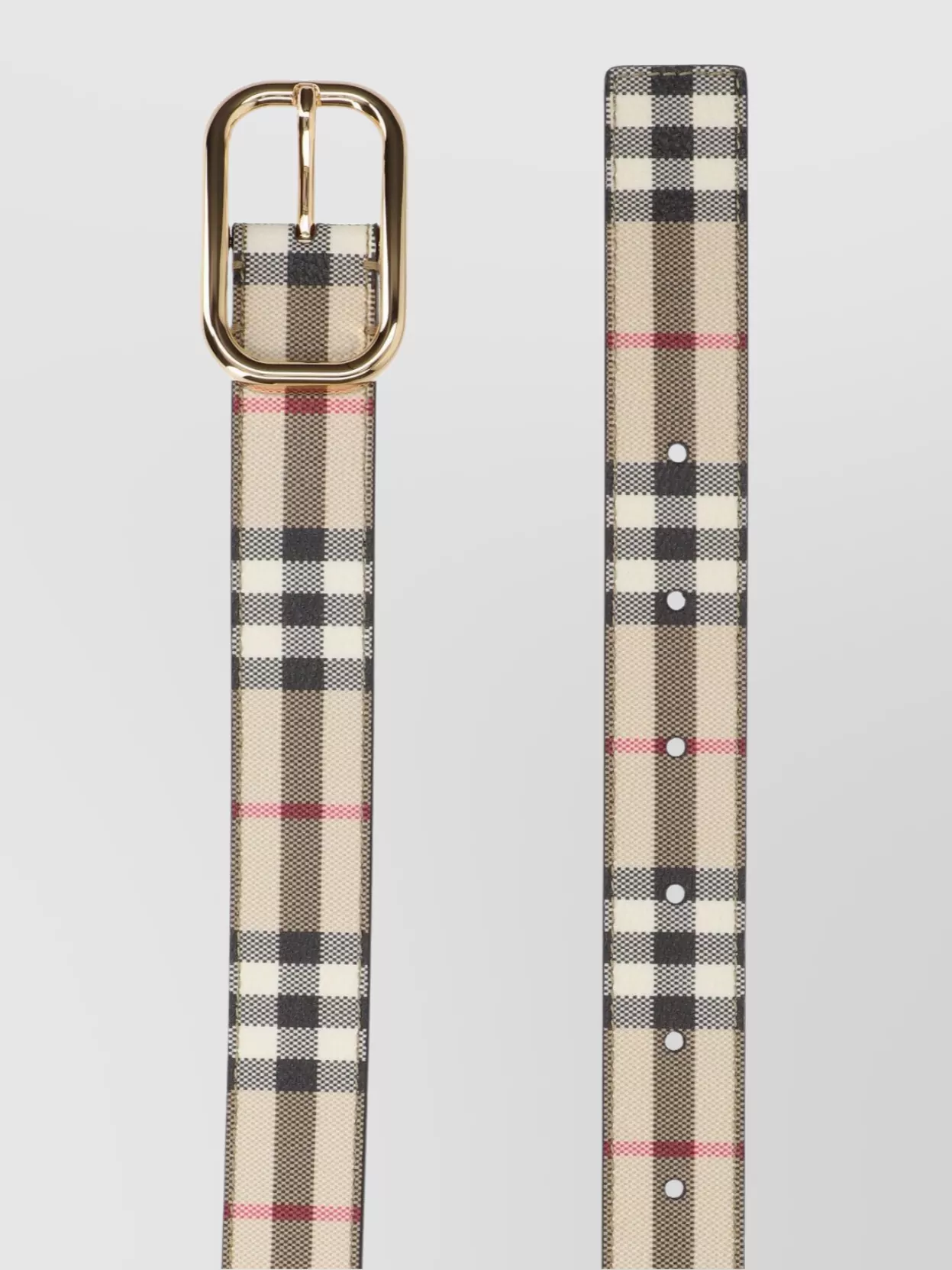Burberry Checkered Pattern Gold Buckle Belts