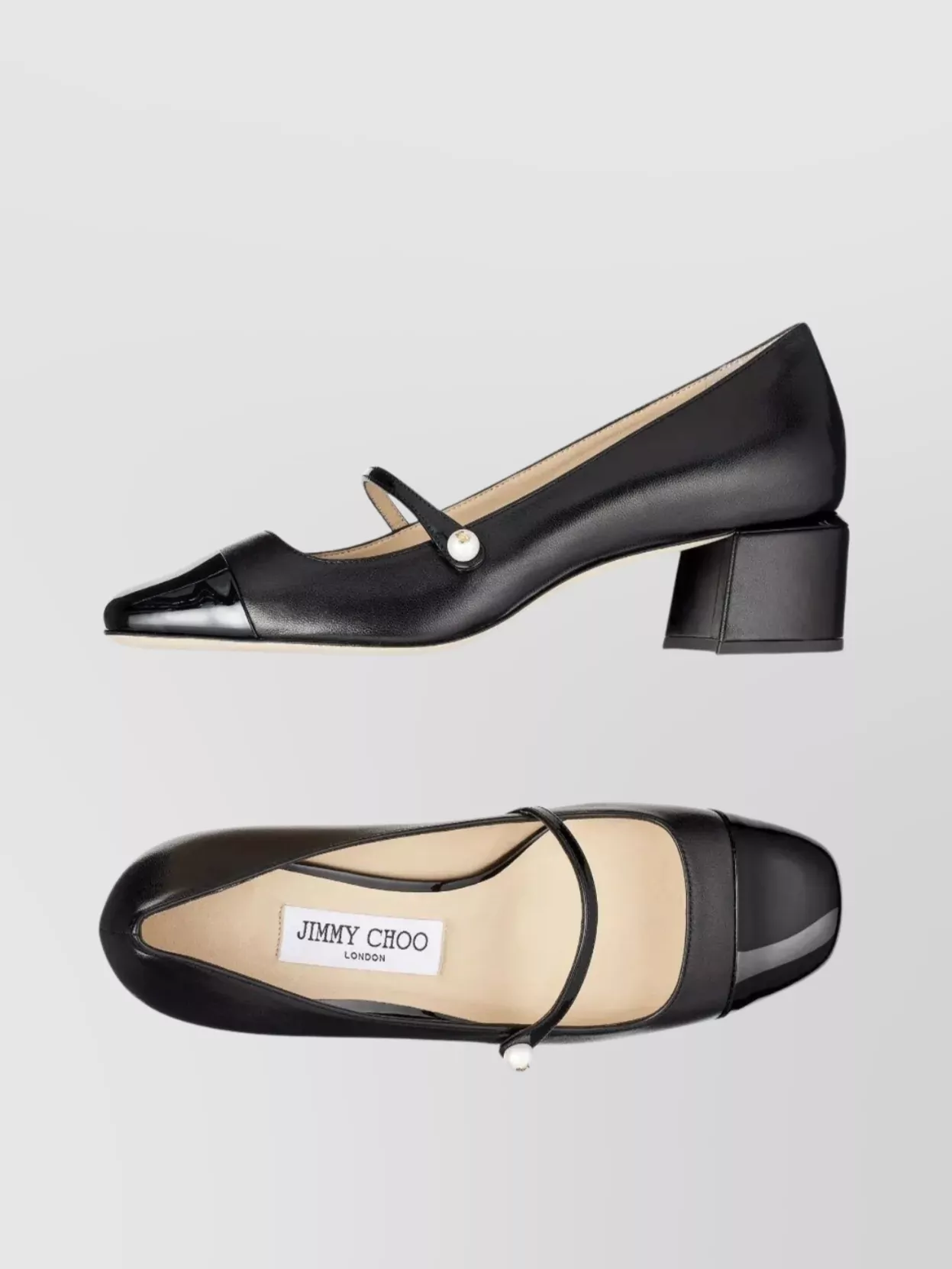 Jimmy Choo 'elisa 45' Black Pumps With Pearl Detail