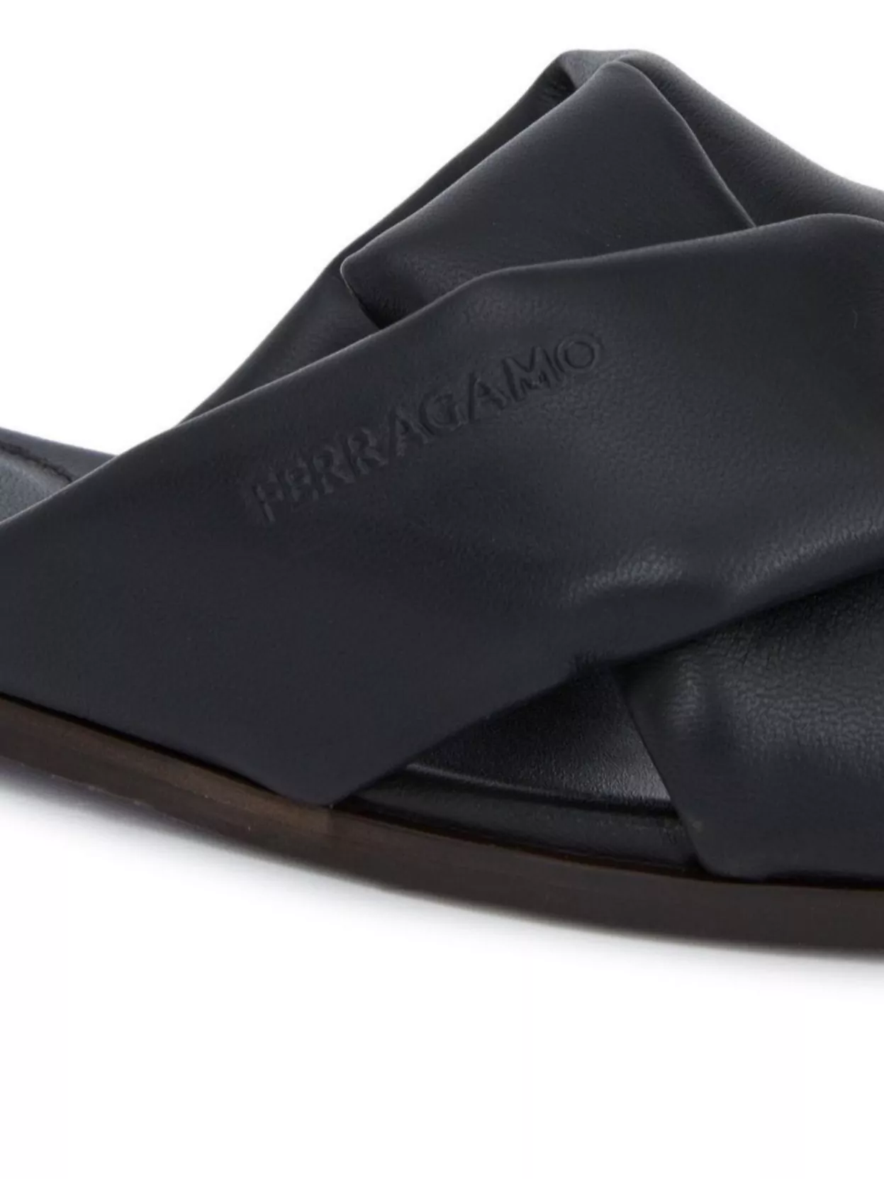 Ferragamo Alrai Origami Knot Slides In Nappa Leather