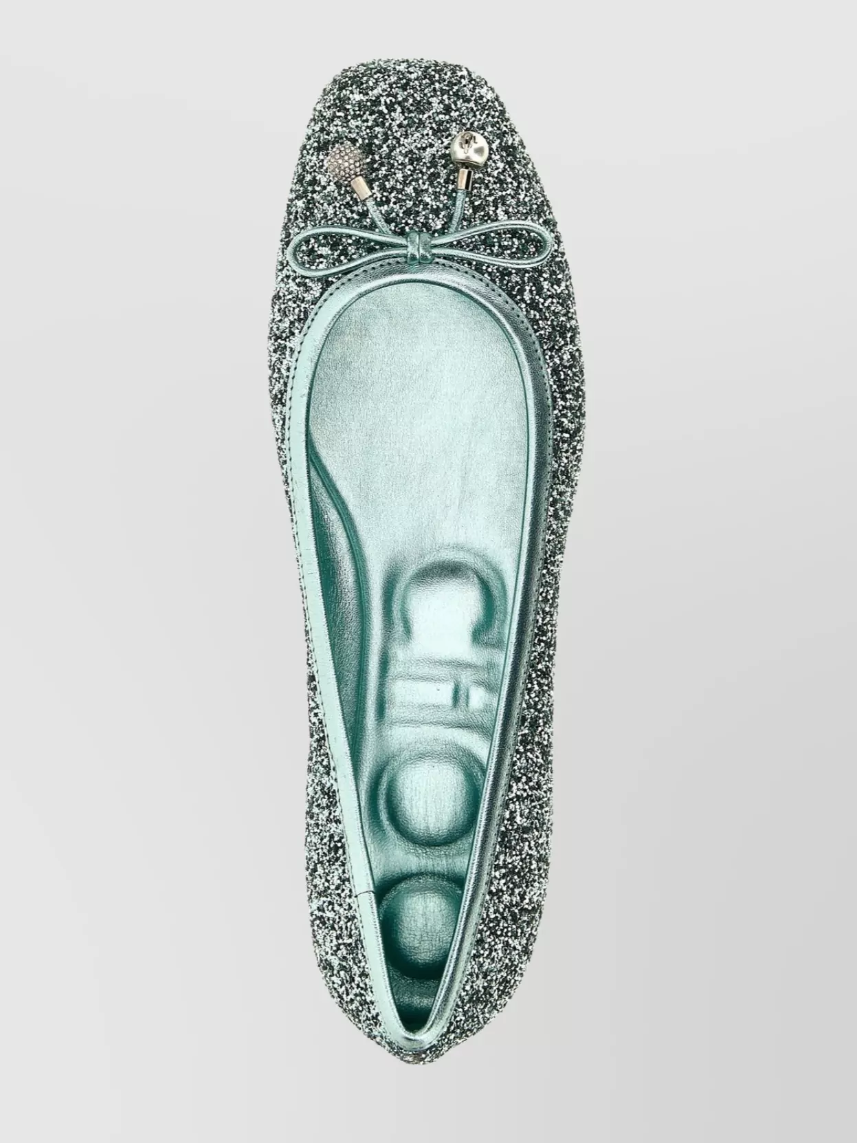 Jimmy Choo 'Glitter Bow Round Toe Ballet Flats'