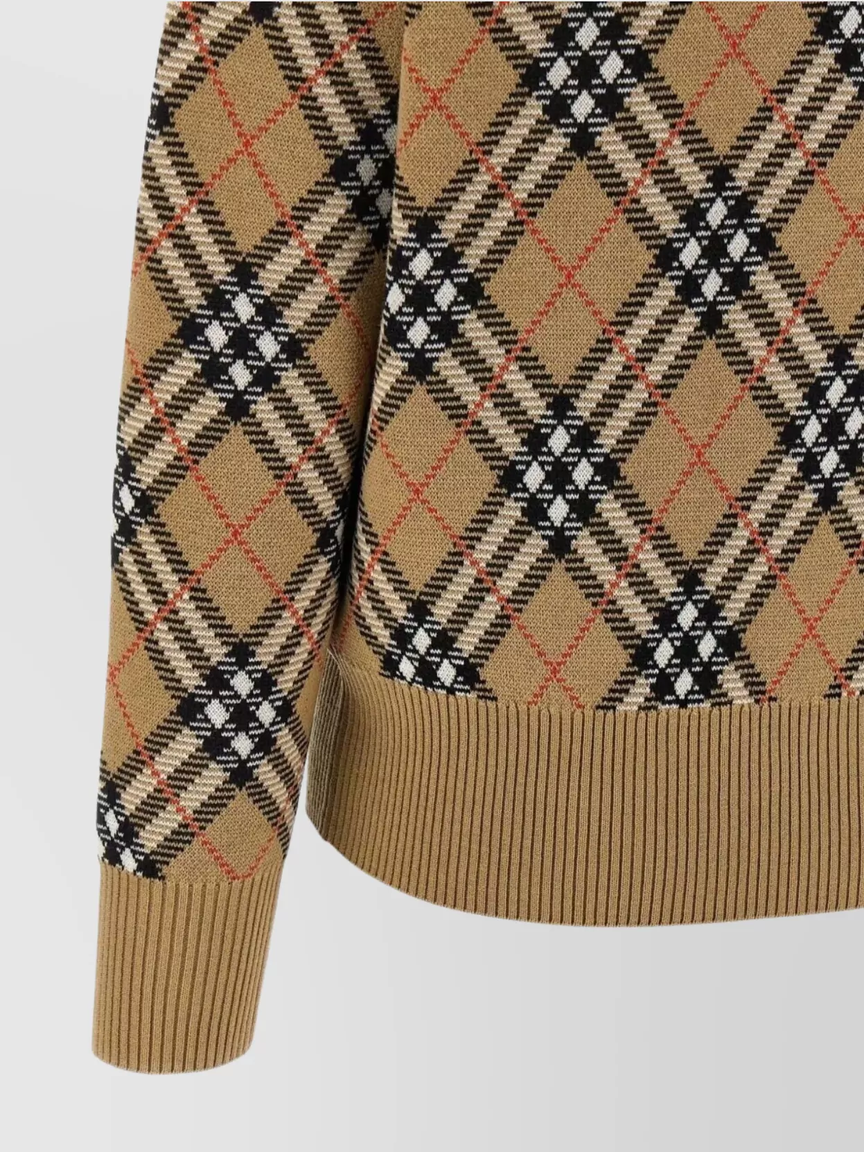 Burberry Diamond-Pattern Crew Neck Wool Jumper