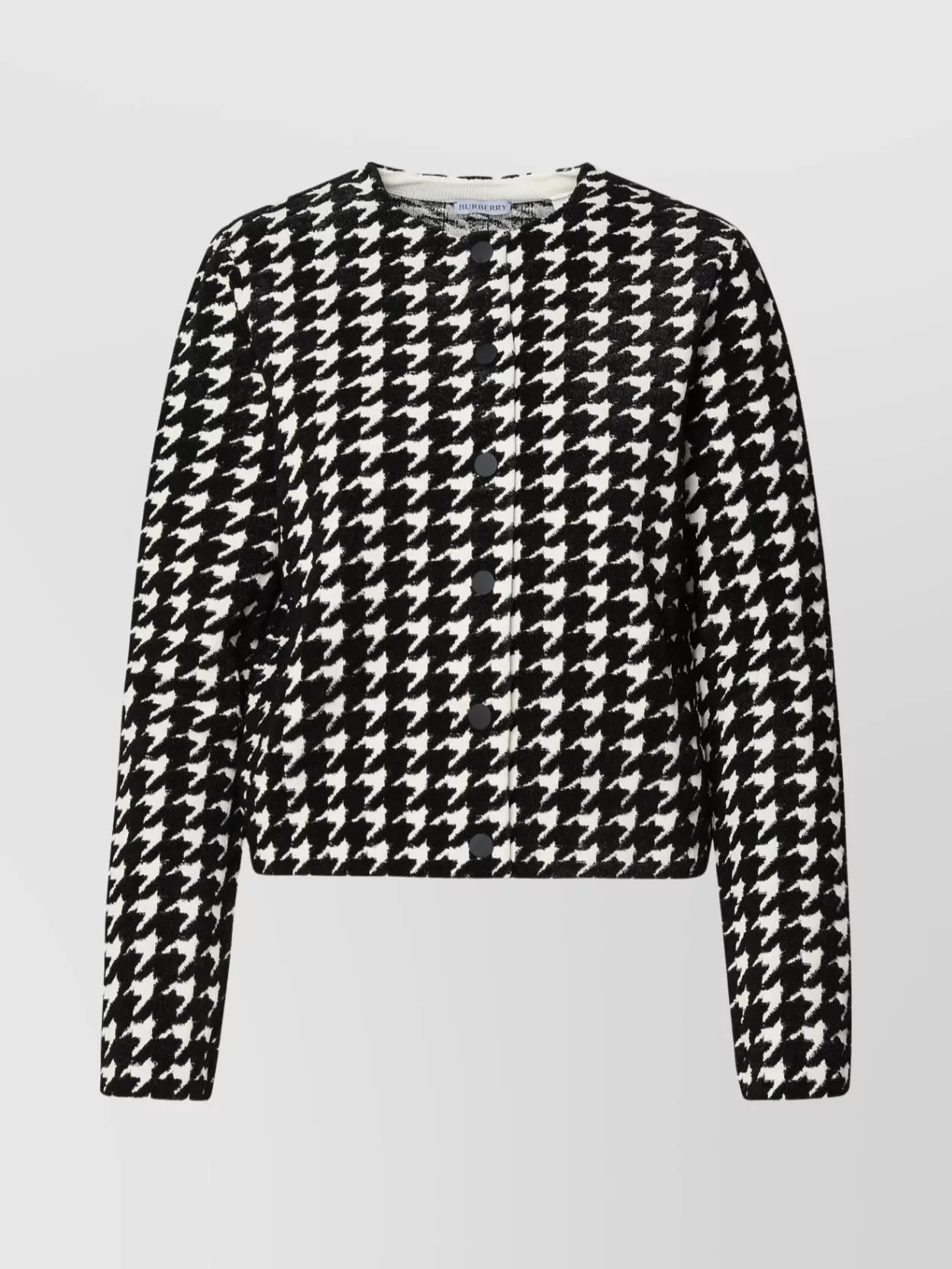 Shop Burberry Cropped Houndstooth Cardigan Long Sleeves