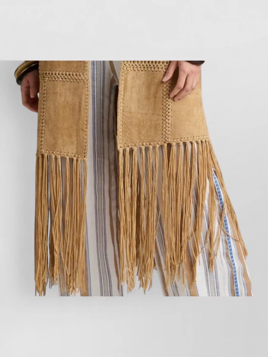 Pho Firenze Suede Fringed Long Gilet