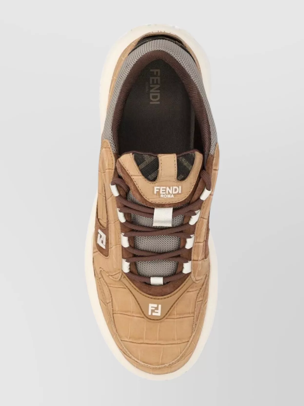 Fendi Leather Sneakers Crocodile Texture