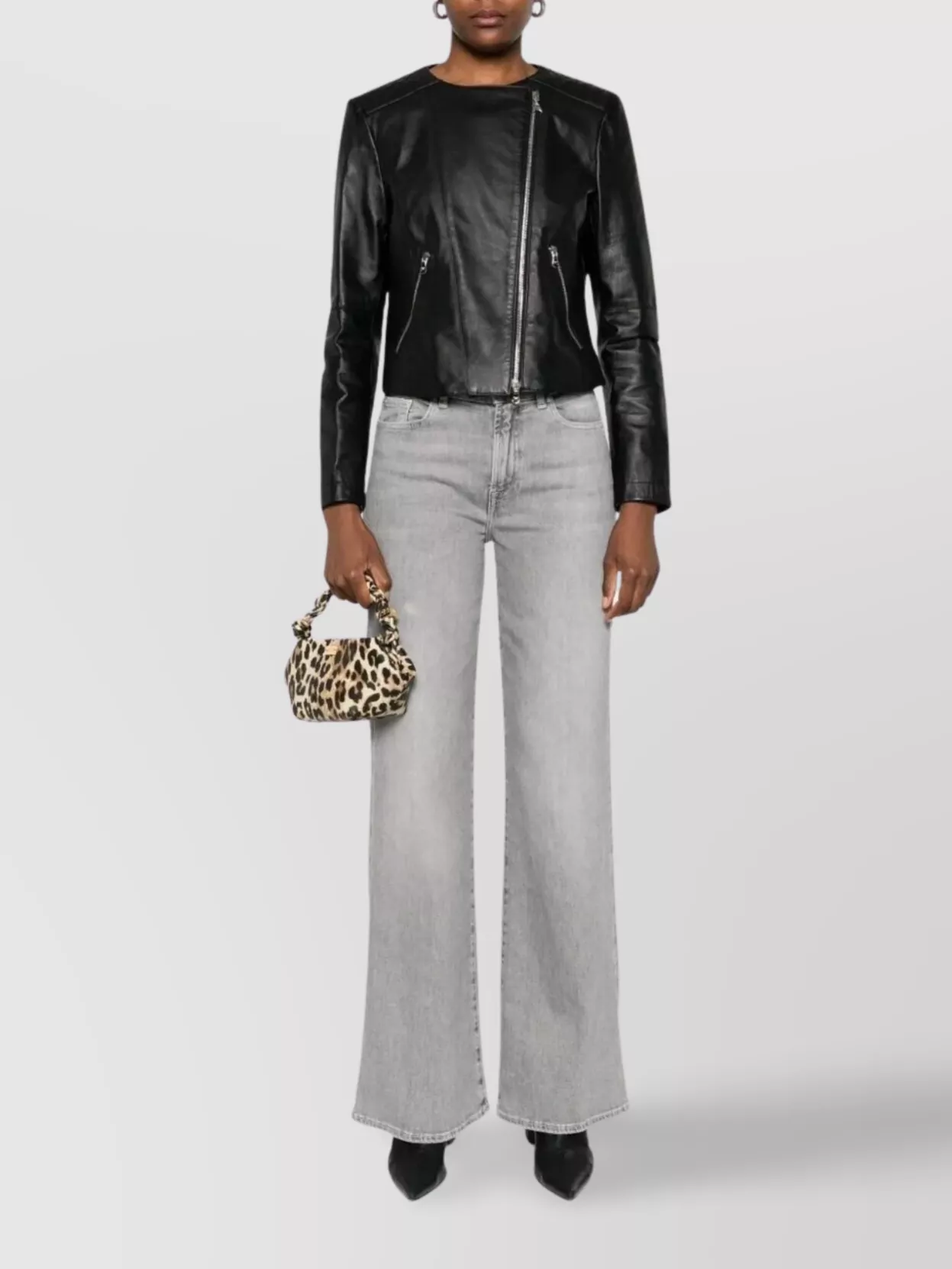 7 For All Mankind Wide Leg Trousers Featuring Belt Loops In Gray