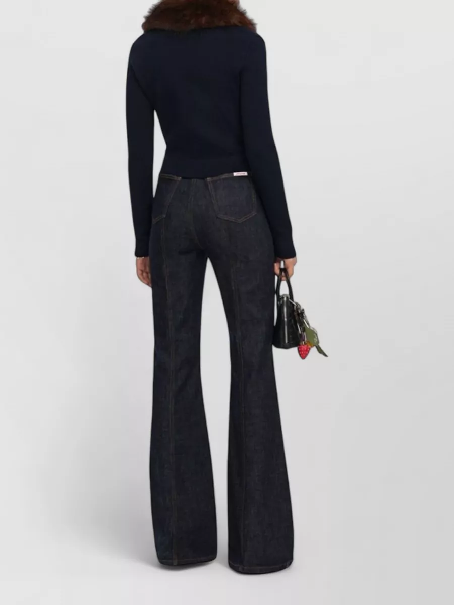 Self-Portrait Cashmere-Blend Faux Fur Trim Cropped Cardigan