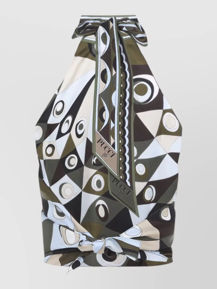 Pucci Silk Printed Halterneck Draped Top