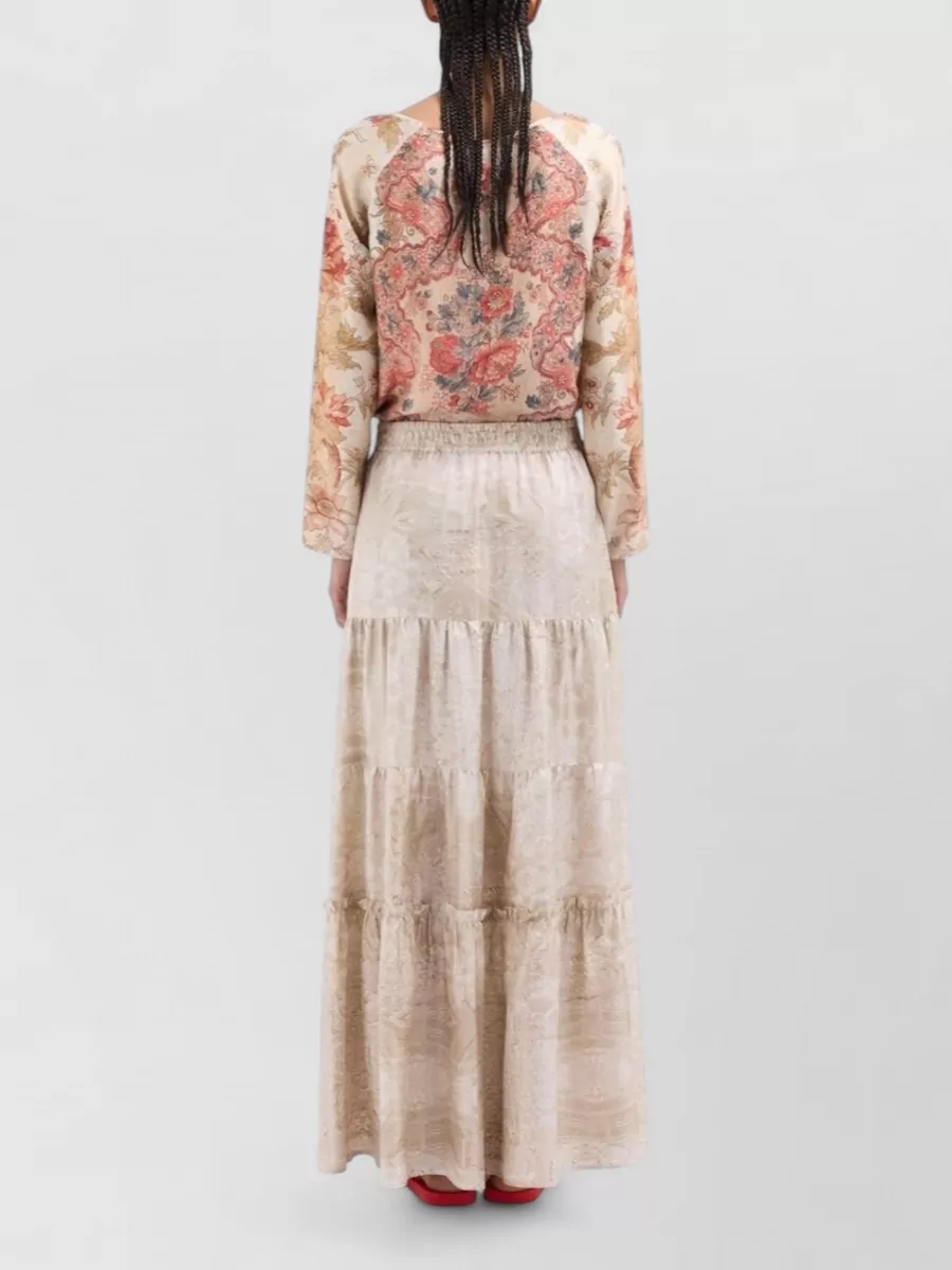 Pierre Louise Mascia Silk Paisley Jacquard Maxi Skirt