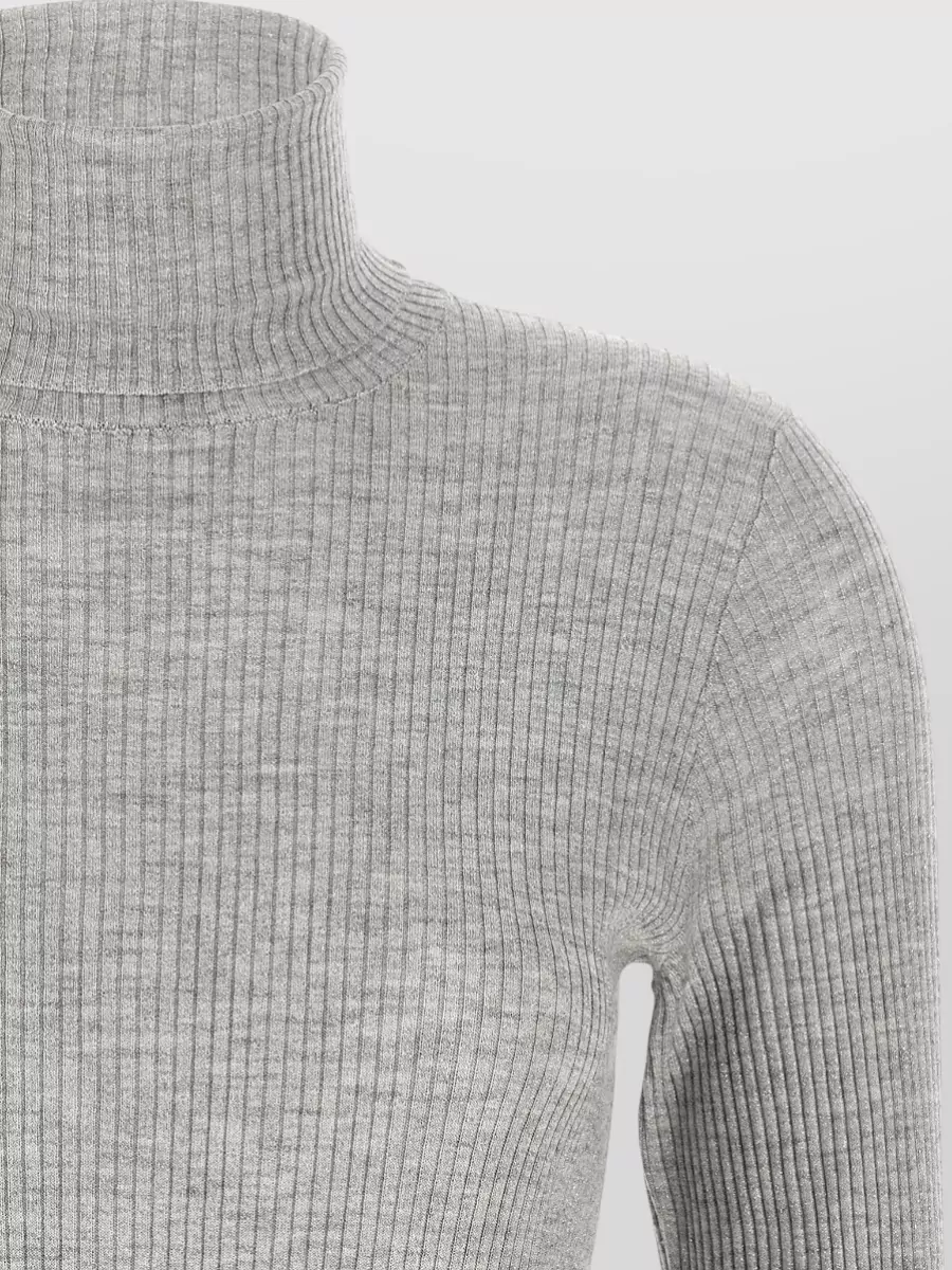 Brunello Cucinelli Ribbed Turtleneck Knit Sweater Long Sleeves