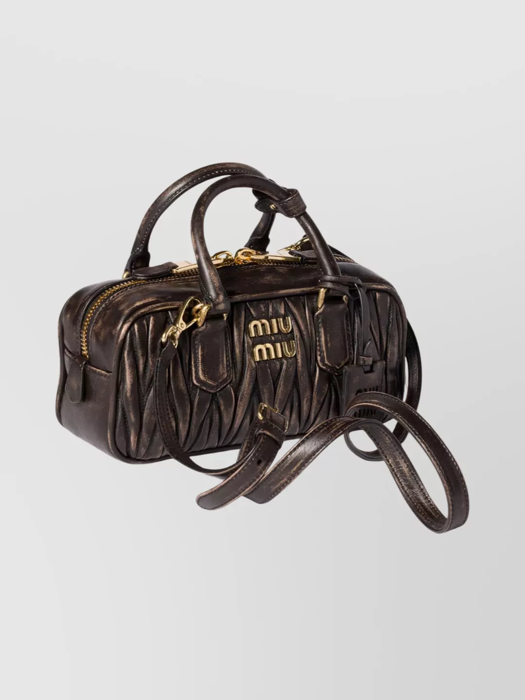 Miu Miu Quilted Top Handle Clutch Bag With Strap In Black