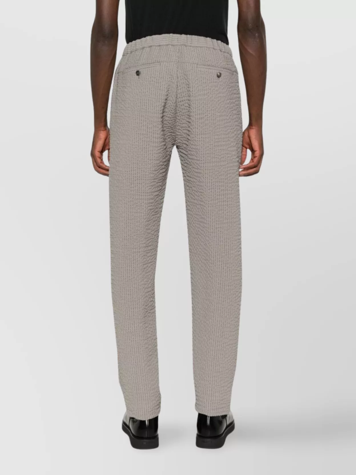 Emporio Armani Textured Wool Trousers Featuring Side Pockets
