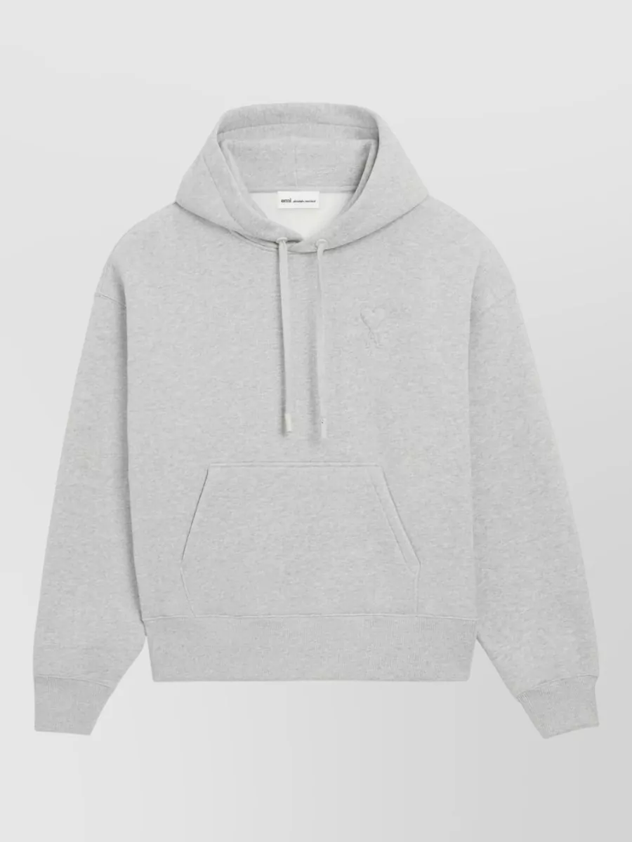Ami Paris Cotton logo-embossed hoodie