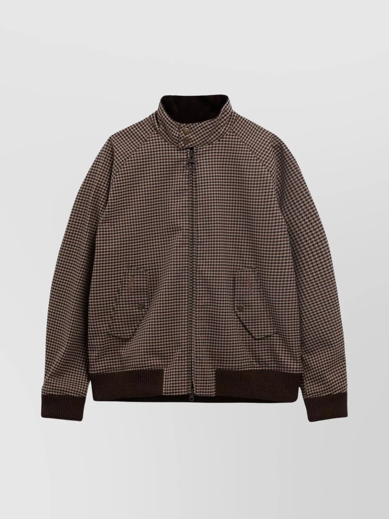 Barbour Houndstooth High Collar Waterproof Jacket In Brown
