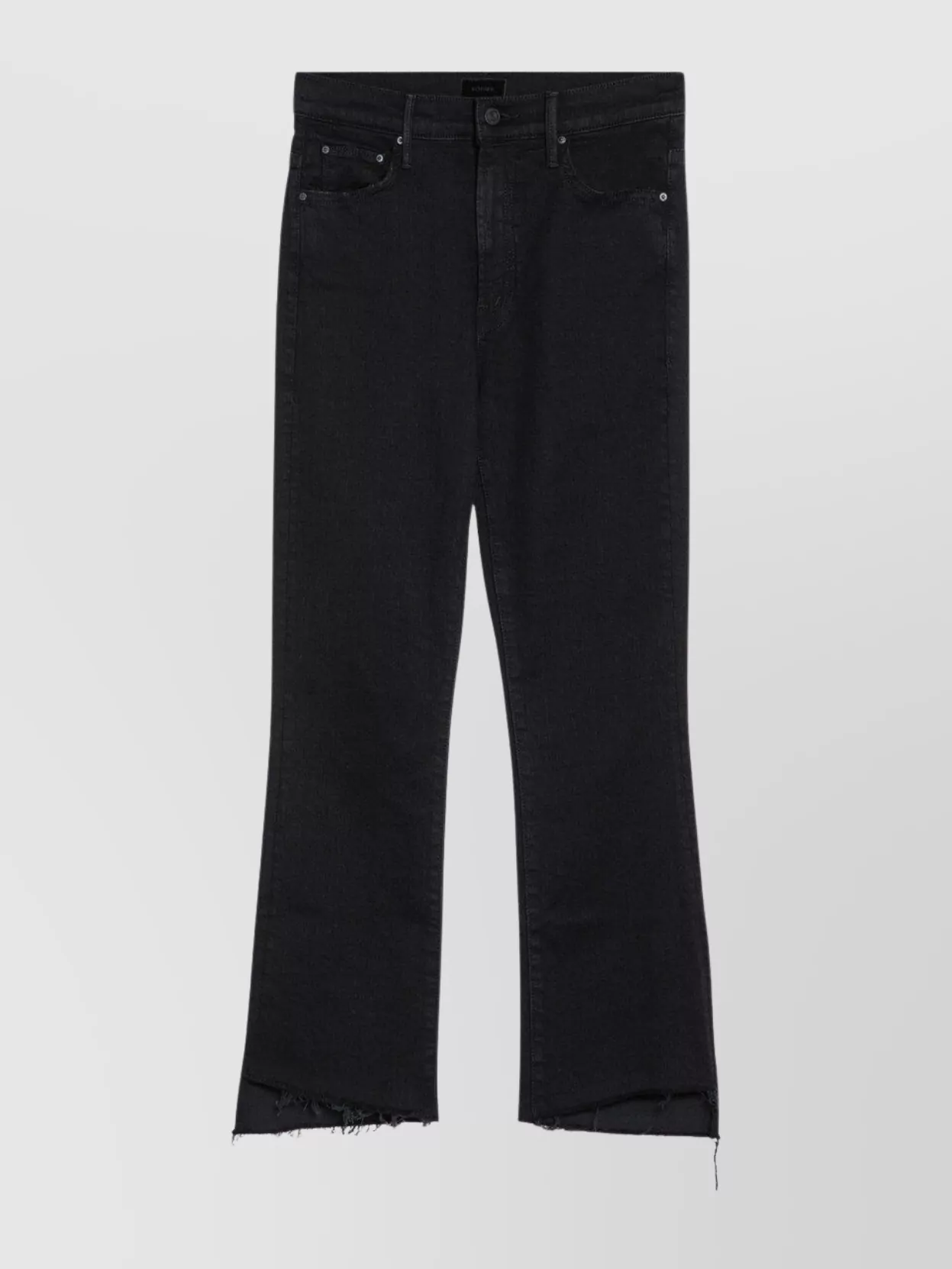 Mother The Insider Crop Step Fray Jeans In Black